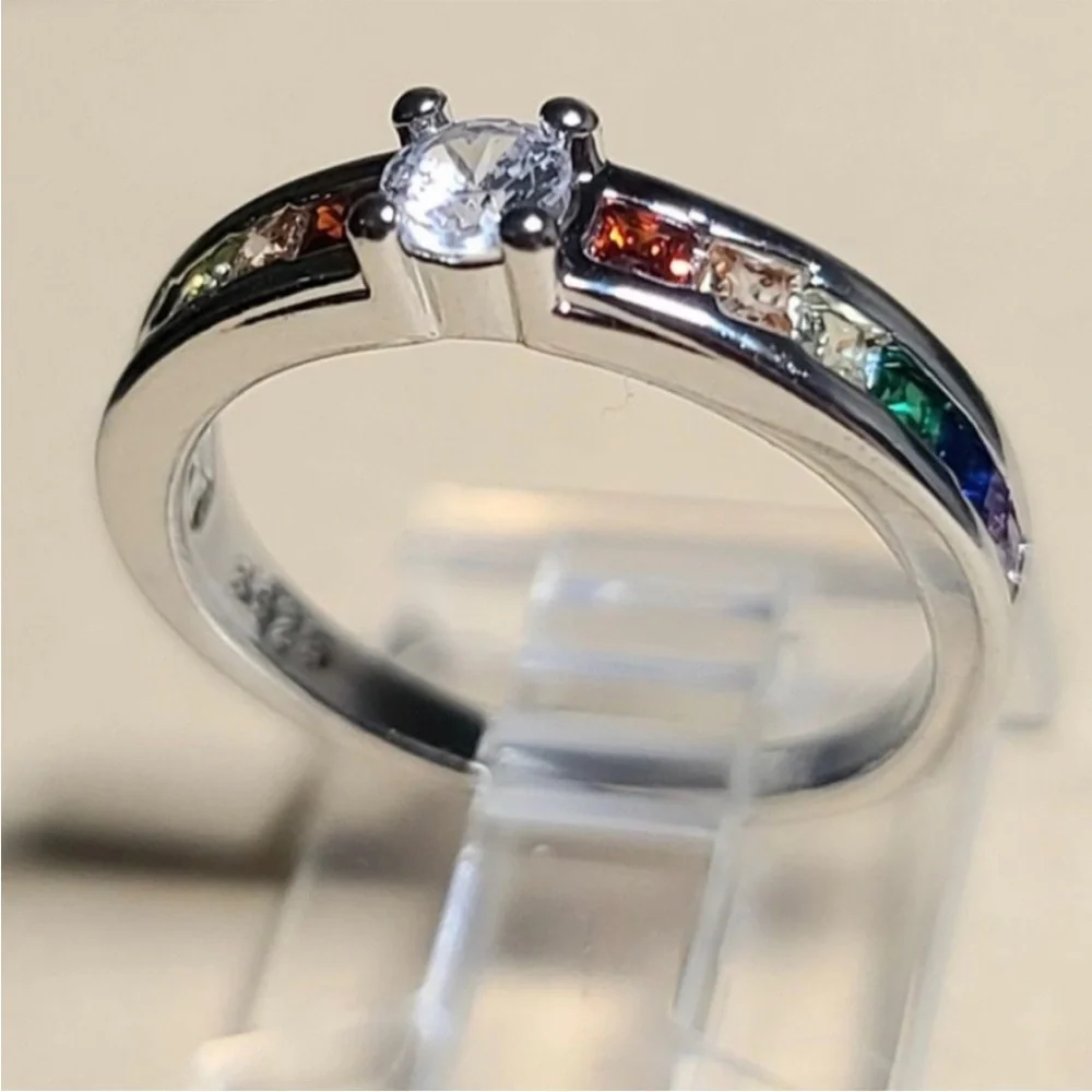 925 Sterling Silver Rainbow Ring - Picture 5 of 5